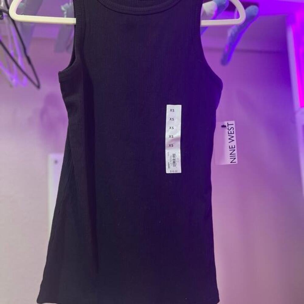 Nine West Ribbed Black Top